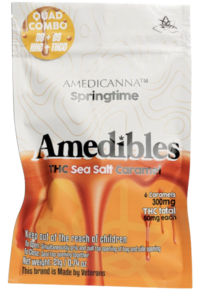 a bag of Amedibles THC Sea Salt Caramel